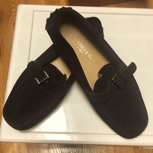 Italian Black suede loafers Sz 8
